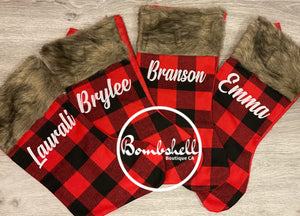 Red Buffalo Plaid Christmas Stocking