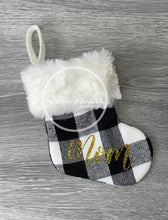 Load image into Gallery viewer, Mini White Buffalo Check Christmas Stocking