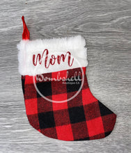 Load image into Gallery viewer, Mini Red Buffalo Plaid Christmas Stocking