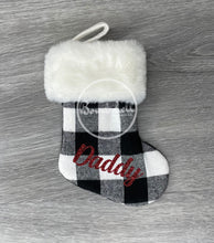 Load image into Gallery viewer, Mini White Buffalo Check Christmas Stocking