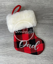 Load image into Gallery viewer, Mini Red Buffalo Check Christmas Stocking