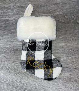 Mini White Buffalo Check Christmas Stocking