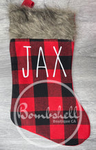 Load image into Gallery viewer, Red Buffalo Plaid Christmas Stocking