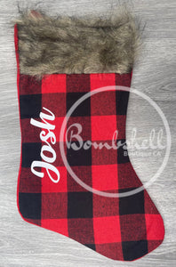 Red Buffalo Plaid Christmas Stocking