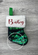 Load image into Gallery viewer, Mini Green Sequin Christmas Stocking