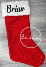 Load image into Gallery viewer, Quilted Pattern Christmas Stocking