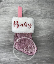 Load image into Gallery viewer, Mini Metallic Rose Christmas Stocking