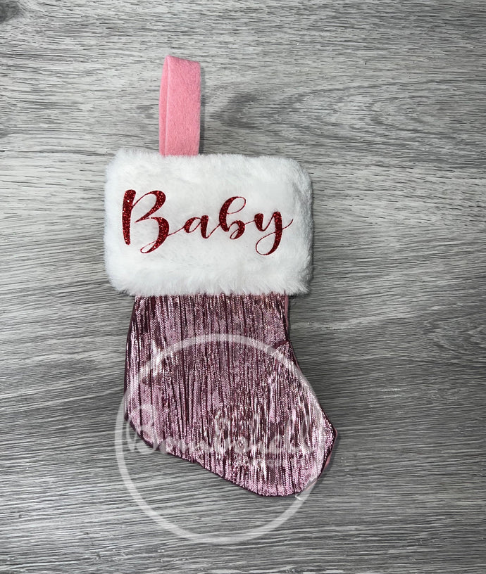 Mini Metallic Rose Christmas Stocking