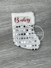 Load image into Gallery viewer, Mini Silver Sequin Christmas Stocking