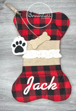 Load image into Gallery viewer, Red Buffalo Plaid Dog Christmas Stocking