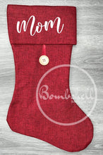 Load image into Gallery viewer, Red Burlap Christmas Stocking