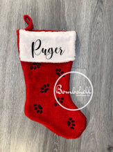 Load image into Gallery viewer, Paw Print Dog Christmas Stocking