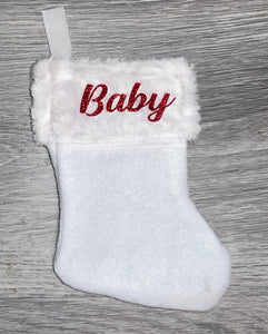 Mini White Christmas Stockings With Fur Cuff