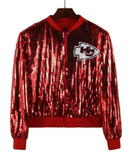 Load image into Gallery viewer, Kansas City Chiefs Sparkly Sequin Zip Up Jacket