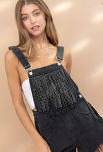 Load image into Gallery viewer, Black Fringe Studded Denim Overalls