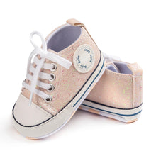 Load image into Gallery viewer, Light Pink Glitter Baby Shoes