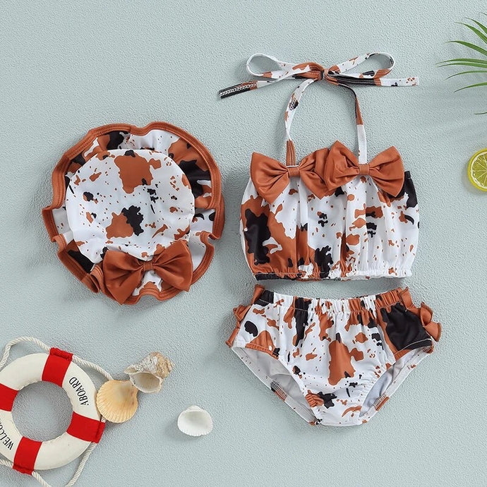 Cow Print Swimsuit & Sun Hat