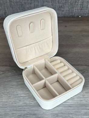 Ivory White Travel Jewelry Case