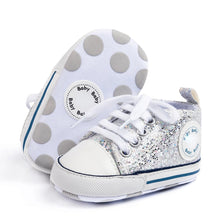 Load image into Gallery viewer, Silver Glitter Baby Shoes
